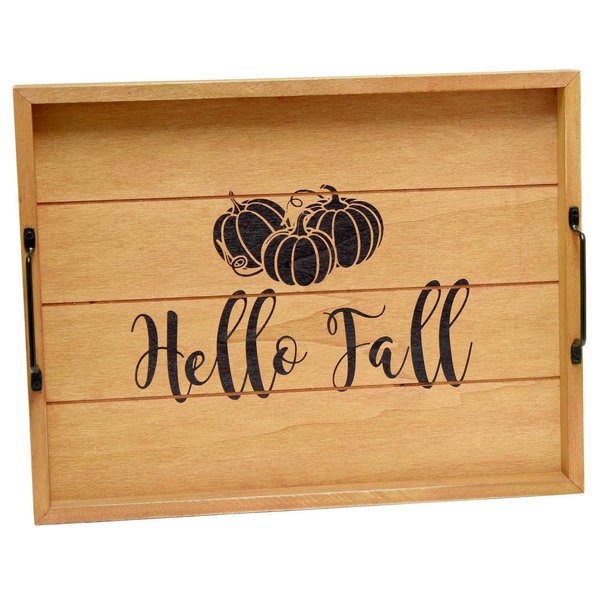 Elegant Designs "Hello Fall" Wood Serving Tray with Handles, 15.50" x 12" HG2000-NHF